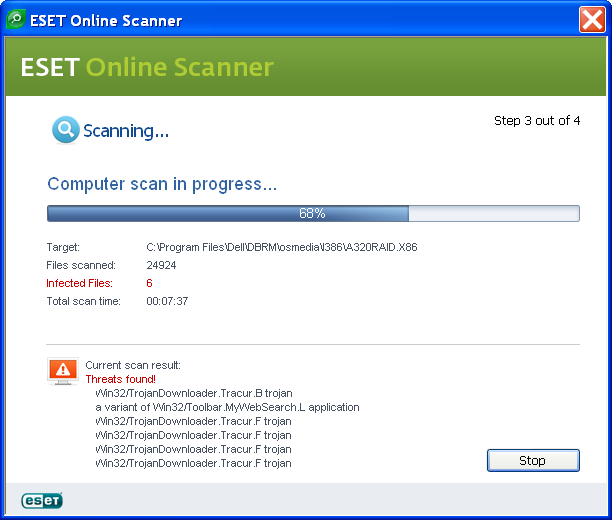 uninstall eset online scanner